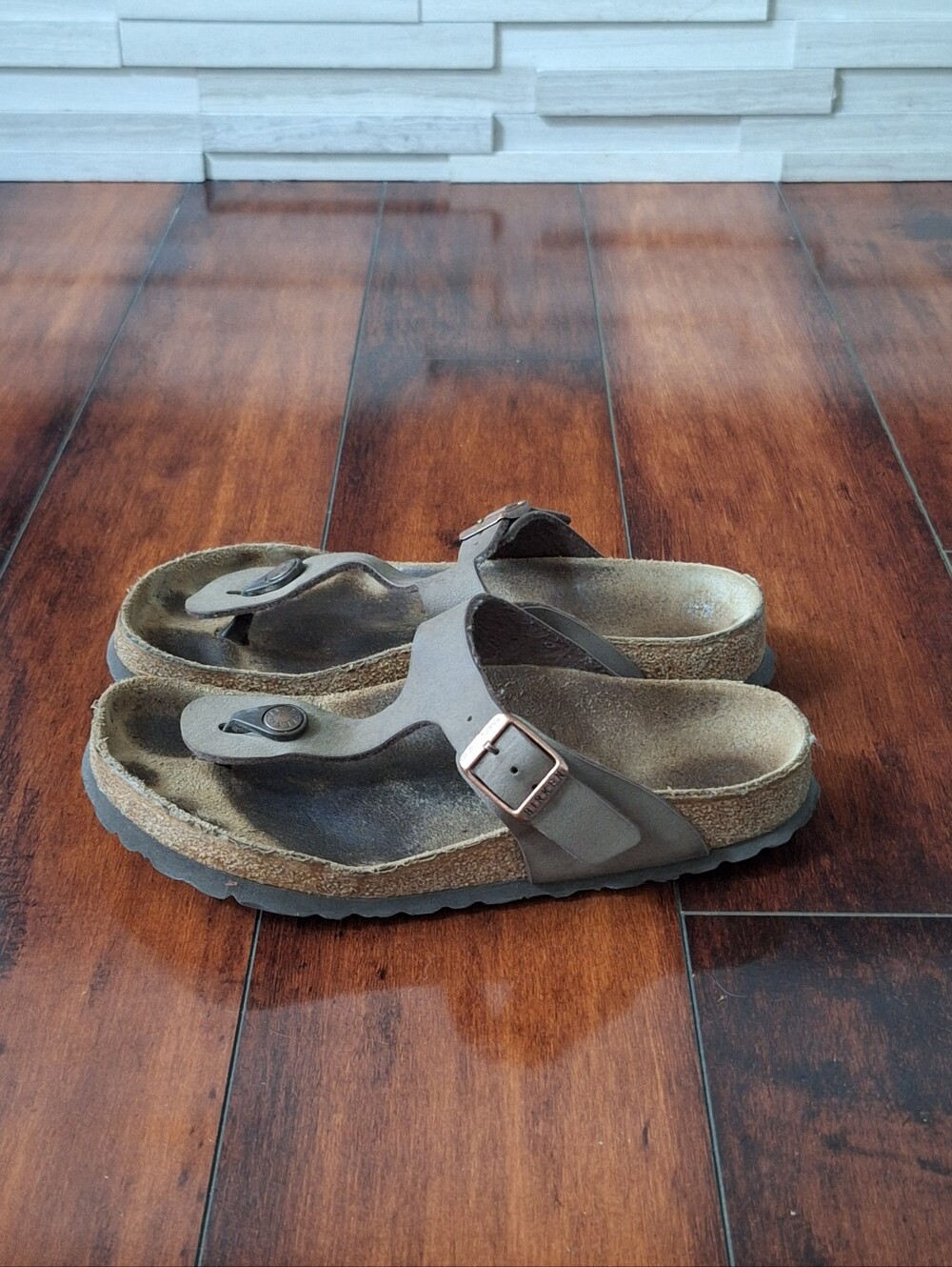 Birkenstock Gizeh Brown Taupe Thong Sandals EU 36 US 5-5.5 UK 3 Comfort Footbed - Picture 3 of 7